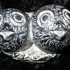 Canada Carved Soapstone Baby Owls Figurine Sculpture A Wolf Original